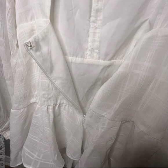 SHEIN | white ruffle minidress long pleasant sleeves & keyhole back; size 6.nwot - Picture 12 of 12